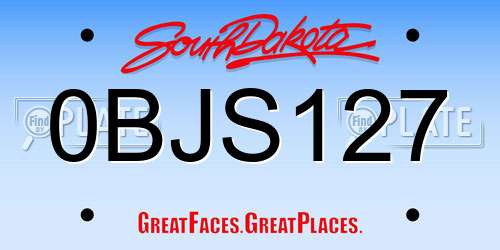 0BJS127 South Dakota License Plate
