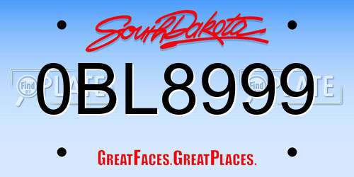 0BL8999 South Dakota License Plate