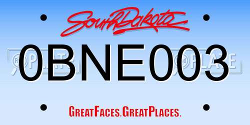 0BNE003 South Dakota License Plate