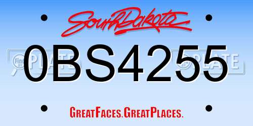 0BS4255 South Dakota License Plate