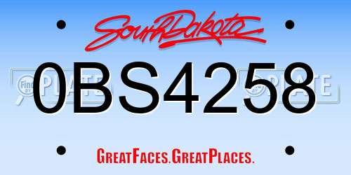 0BS4258 South Dakota License Plate