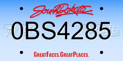 0BS4285 South Dakota License Plate