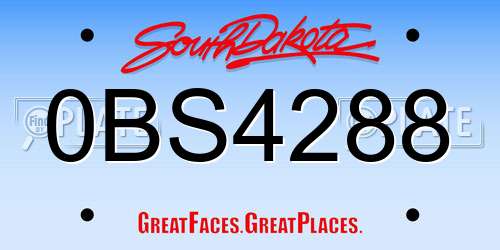 0BS4288 South Dakota License Plate