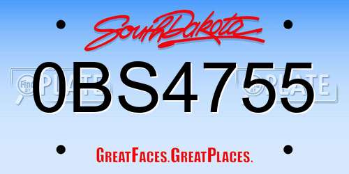 0BS4755 South Dakota License Plate