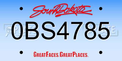 0BS4785 South Dakota License Plate