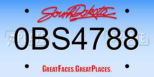 0BS4788 South Dakota License Plate