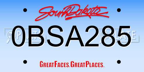 0BSA285 South Dakota License Plate