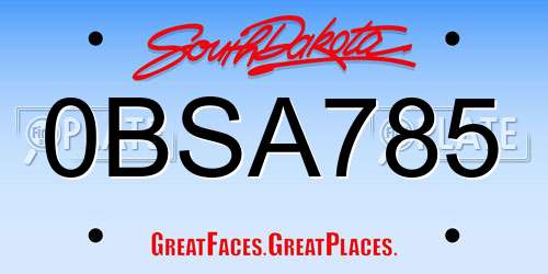 0BSA785 South Dakota License Plate