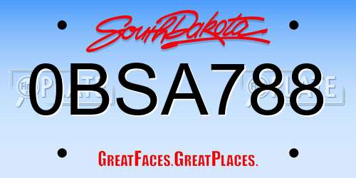 0BSA788 South Dakota License Plate