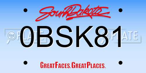 0BSK81 South Dakota License Plate