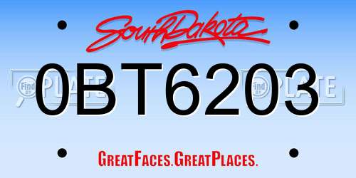 0BT6203 South Dakota License Plate