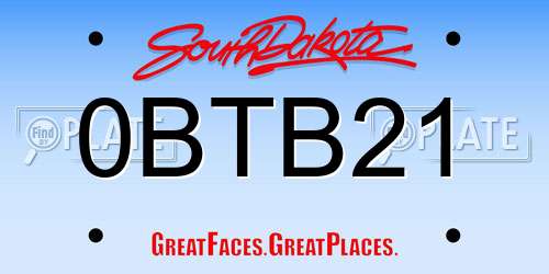 0BTB21 South Dakota License Plate