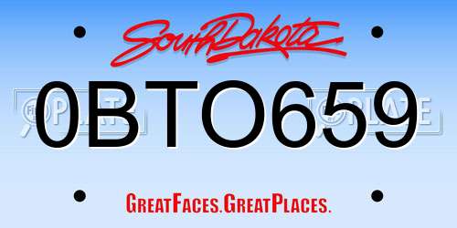 0BTO659 South Dakota License Plate