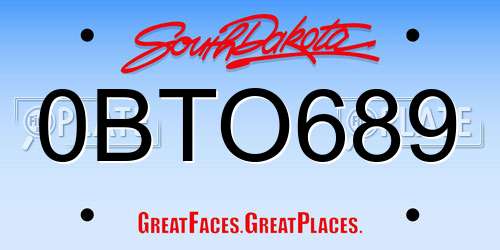 0BTO689 South Dakota License Plate