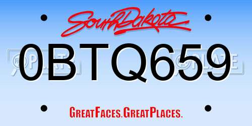 0BTQ659 South Dakota License Plate