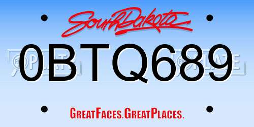 0BTQ689 South Dakota License Plate
