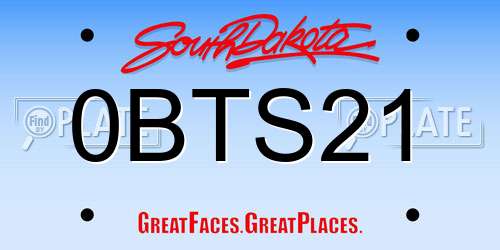 0BTS21 South Dakota License Plate