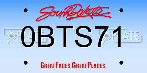 0BTS71 South Dakota License Plate
