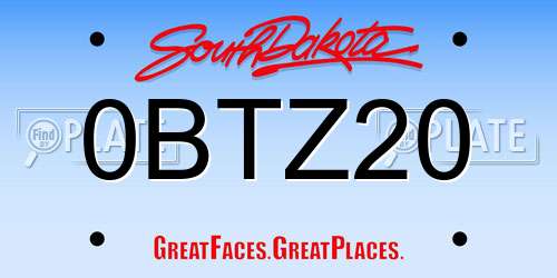 0BTZ20 South Dakota License Plate