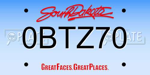 0BTZ70 South Dakota License Plate
