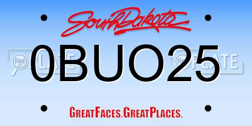 0BUO25 South Dakota License Plate