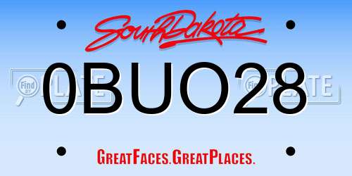 0BUO28 South Dakota License Plate