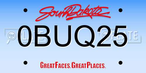 0BUQ25 South Dakota License Plate