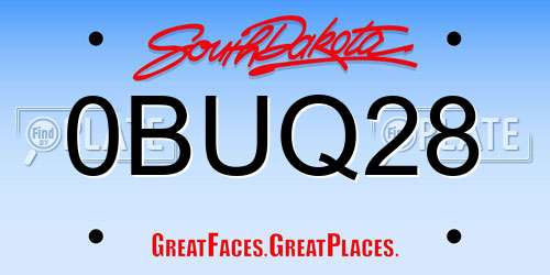 0BUQ28 South Dakota License Plate