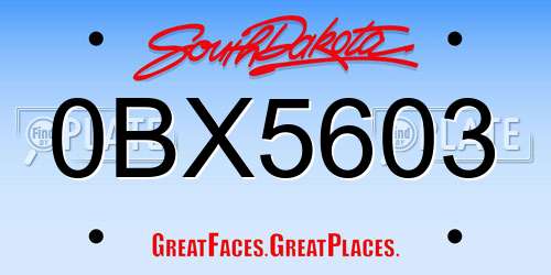 0BX5603 South Dakota License Plate