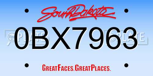 0BX7963 South Dakota License Plate