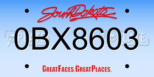 0BX8603 South Dakota License Plate