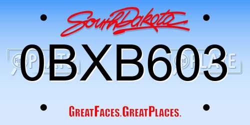 0BXB603 South Dakota License Plate