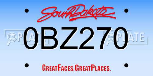 0BZ270 South Dakota License Plate