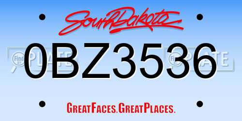 0BZ3536 South Dakota License Plate