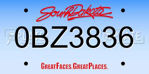 0BZ3836 South Dakota License Plate