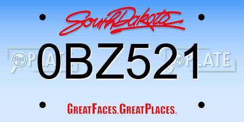 0BZ521 South Dakota License Plate