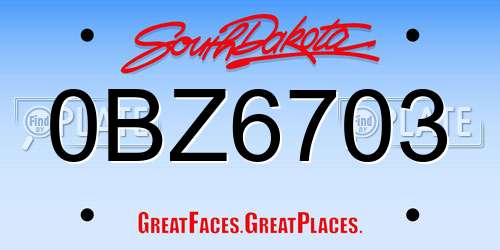 0BZ6703 South Dakota License Plate