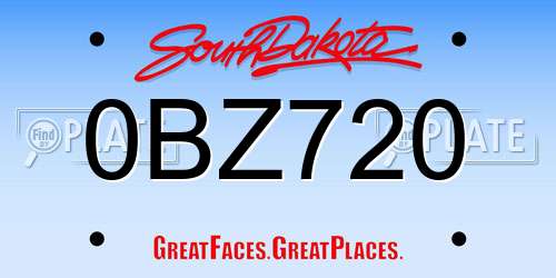 0BZ720 South Dakota License Plate
