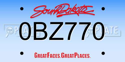 0BZ770 South Dakota License Plate