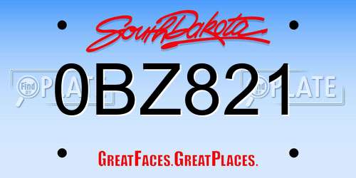 0BZ821 South Dakota License Plate
