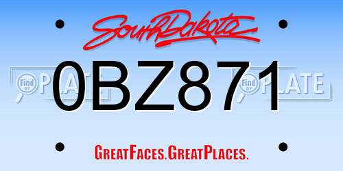 0BZ871 South Dakota License Plate