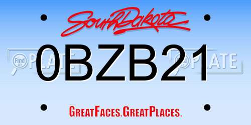 0BZB21 South Dakota License Plate