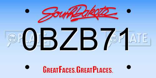 0BZB71 South Dakota License Plate