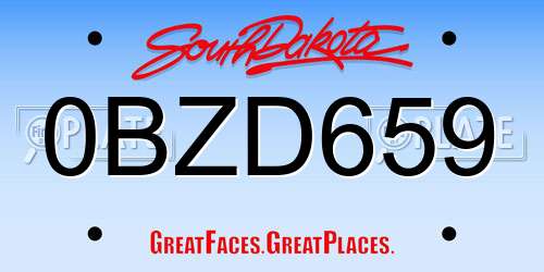 0BZD659 South Dakota License Plate