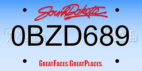 0BZD689 South Dakota License Plate