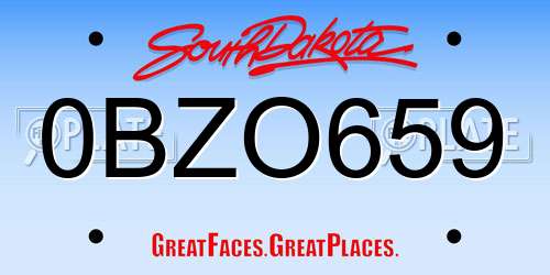 0BZO659 South Dakota License Plate