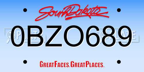 0BZO689 South Dakota License Plate