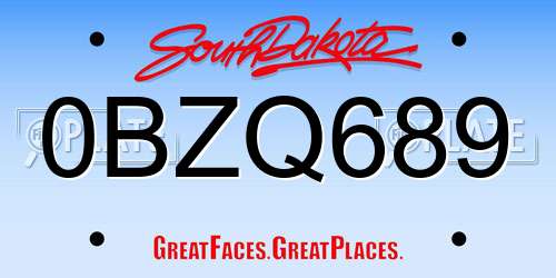 0BZQ689 South Dakota License Plate