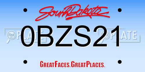 0BZS21 South Dakota License Plate