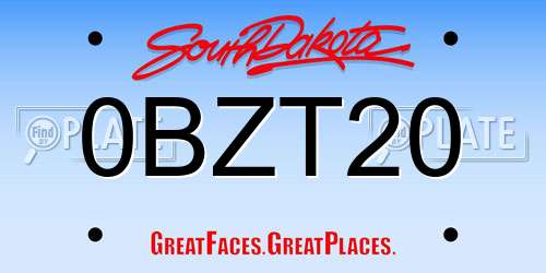 0BZT20 South Dakota License Plate